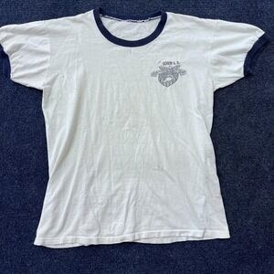 Vintage West Point USMA Shirt Mens Small White Ringer Tee Military Academy 70s